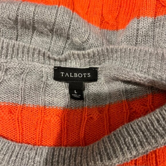 Talbots Orange & Gray Cable Knit Pullover Sweater Size L - Picture 9 of 9